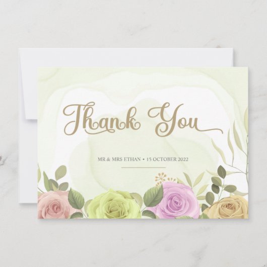 Soft Floral Wedding Einladung Thank You Card (Vorderseite)