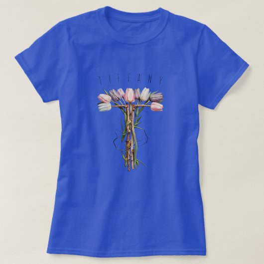 Soft Florals & Pastel Chic Tulip Monogram 'M' T-Shirt (Design vorne)