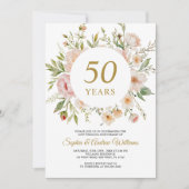 Soft Flowers 50th Anniversary Invitation Einladung (Vorderseite)