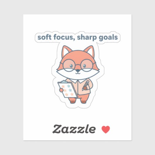 Soft Focus Sharp Goals Sticker Cute Fox Motivation (Blatt)