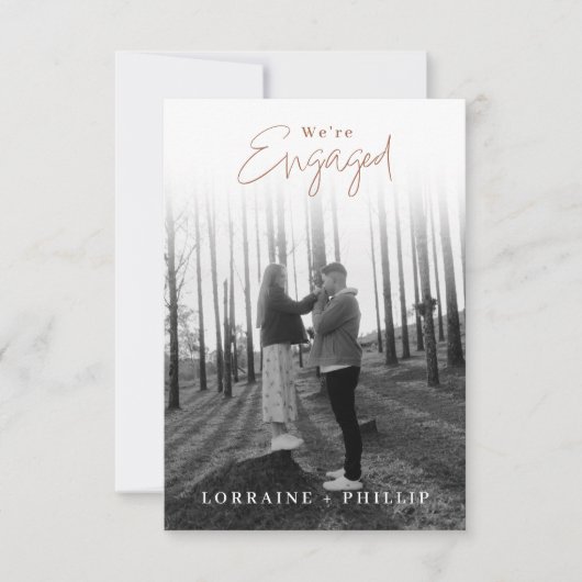 Soft Foto Verlobung mit Handgeschriebener Touch Einladung (Vorderseite)