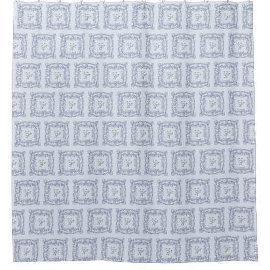 Soft French blue Scrolls mit Blume Duschvorhang (Vorderseite)