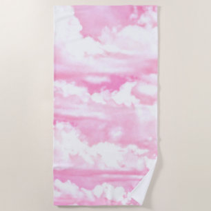 Soft Fuchsia Pink Girly Clouds Hintergrund Strandtuch
