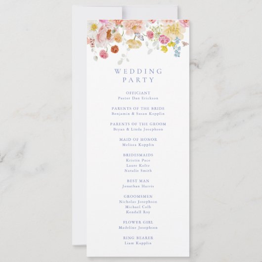 Soft Garden Florals Hochzeitsfeier (Rückseite)