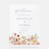Soft Garden Florals Wedding Acrylschild (Vorderseite)