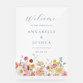 Soft Garden Florals Wedding Acrylschild