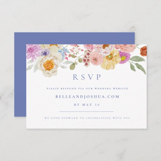 Soft Garden Florals Wedding RSVP Einladung (Vorne/Hinten)