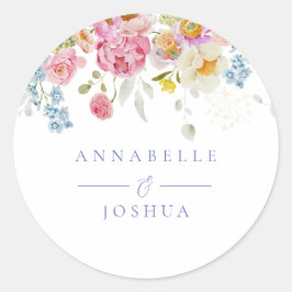 Soft Garden Florals Wedding Runder Aufkleber