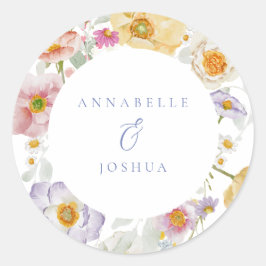 Soft Garden Florals Wedding Runder Aufkleber