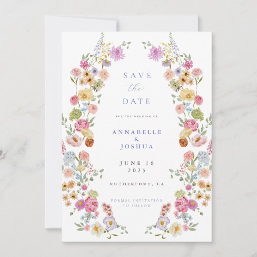 Soft Garden Florals Wedding Save the Date (Vorderseite)