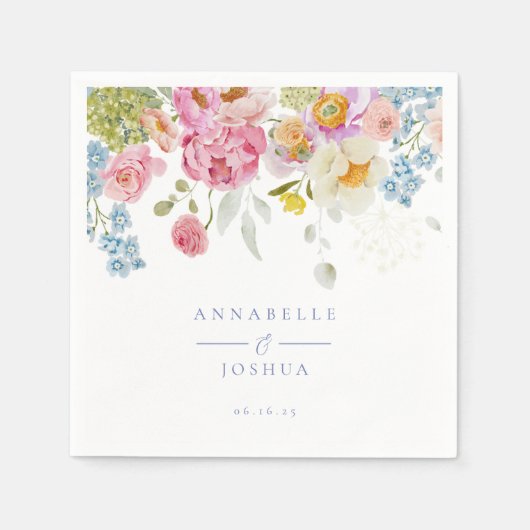Soft Garden Florals Wedding Serviette (Vorderseite)