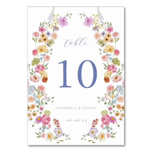 Soft Garden Florals Wedding Tischnummer (Vorderseite)