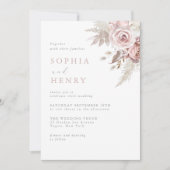 Soft Gentle Blush Floral Wedding Invitation Einladung (Vorderseite)