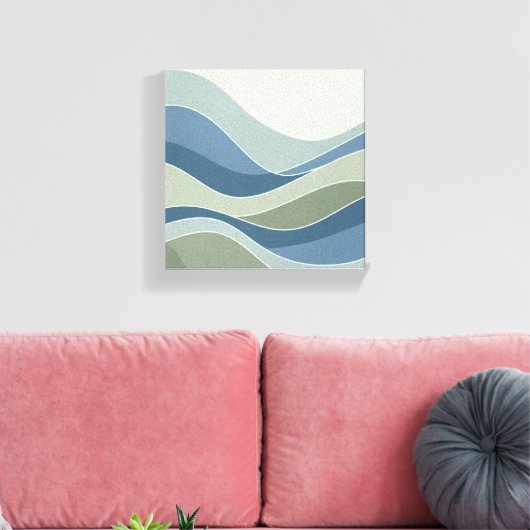 Soft Geometric Waves Minimalistisch Boho Leinwand  (Insitu (Wohnzimmer))