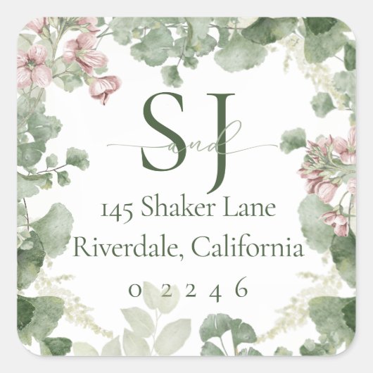 Soft Gerahmte Rücksendeadresse Quadratischer Aufkleber (Vorderseite)