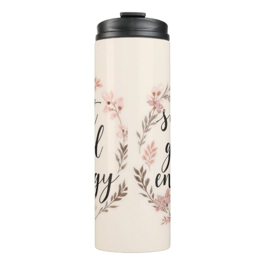 Soft Girl Energy Cute Girly Floral Thermosbecher (Vorderseite)