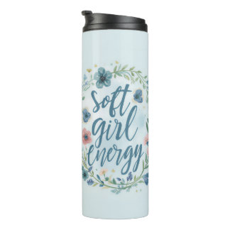 Soft Girl Energy Floral Baby Blue  Thermosbecher