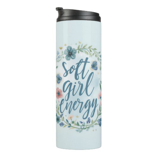 Soft Girl Energy Floral Baby Blue Thermosbecher (Nach rechts gedreht)