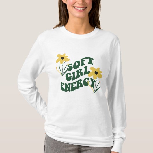 Soft Girl Energy Retro Flowers T-Shirt (Vorderseite)