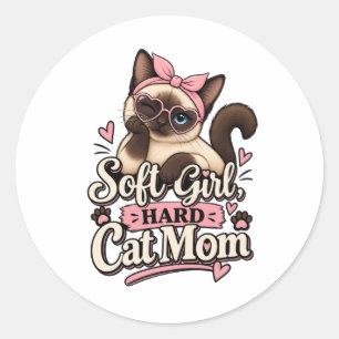 Soft Girl Hard Cat Mom Aufkleber Süße Katzenmutt