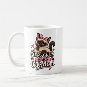 Soft Girl Hard Cat Mom Tasse Lustige Cat Mom Kaf