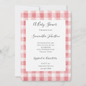 Soft Girly Pink White Plaid Stripes Baby Shower Einladung (Vorderseite)