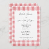 Soft Girly Pink White Plaid Stripes Bridal Shower Einladung (Vorne/Hinten)