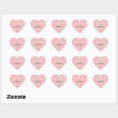 Soft Girly Pink White Plaid Stripes Herz-Aufkleber (Blatt)