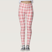 Soft Girly Pink White Plaid Stripes Leggings (Vorderseite)