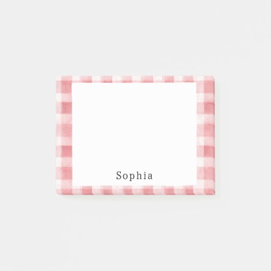 Soft Girly Pink White Plaid Stripes Post-it Klebezettel (Vorderseite)