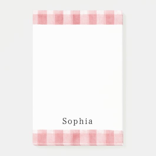 Soft Girly Pink White Plaid Stripes Post-it Klebezettel (Vorderseite)
