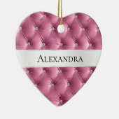 Soft Glam Pink Luxus Imitats Samt Weihnachten Keramik Ornament (Rechts)