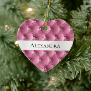 Soft Glam Pink Luxus Imitats Samt Weihnachten Keramik Ornament