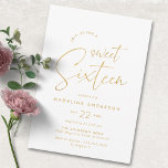 Soft Glam | Weißer und goldener Süß 16. Geburtstag Einladung<br><div class="desc">Weiß und Imitate Gold 16. Geburtstagsfeier Einladungen mit "16 . Geburtstag" Text in einer handgeschriebenen Schrift. Bitte beachten Sie: Der Goldene Effekt wird durch eine qualitativ hochwertige Grafik repliziert. Es wird keine echte Folie verwendet.</div>