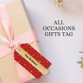 Soft Glow Golden Stars & Floral Petals Pattern Geschenkanhänger