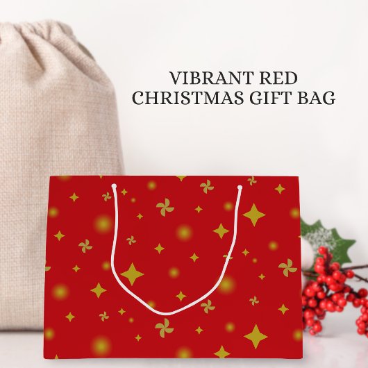 Soft Glow Golden Stars & Floral Petals Pattern Große Geschenktüte