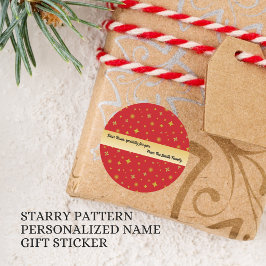 Soft Glow Golden Stars & Floral Petals Pattern Runder Aufkleber