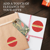 Soft Glow Golden Stars & Floral Petals Pattern Runder Aufkleber