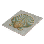 Soft Gold and Aqua Coastal Scallop Shell Fliese (Seite)