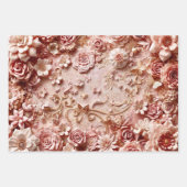 Soft Gold Baroque Blush Floral Butterfly Collage Geschenkpapier Set (Vorderseite 3)