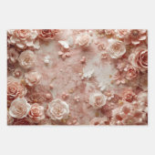 Soft Gold Baroque Blush Floral Butterfly Collage Geschenkpapier Set (Vorderseite 2)