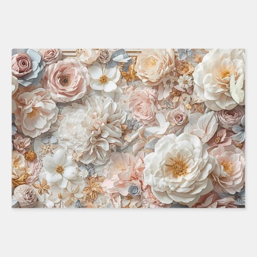 Soft Gold Baroque Floral Garden with Butterflies Geschenkpapier Set (Vorderseite 3)