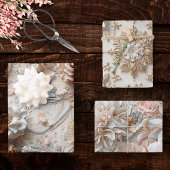 Soft Gold Baroque Floral Garden with Butterflies Geschenkpapier Set