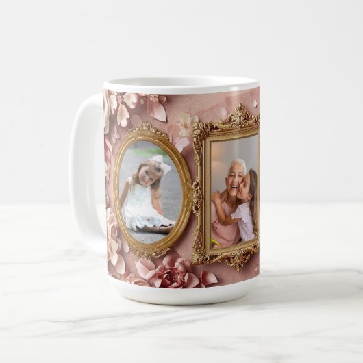 Soft Gold Baroque Floral Memory Frames Gallery Kaffeetasse (Vorderseite Links)