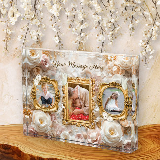 Soft Gold Baroque Floral Photo Frames Collage Fotoblock