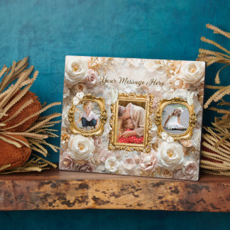 Soft Gold Baroque Floral Photo Frames Collage Fotoplatte