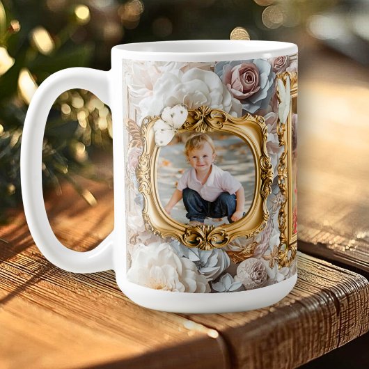 Soft Gold Baroque Floral Photo Frames Collage Kaffeetasse
