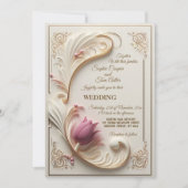 Soft Gold Baroque Grandeur mit Tulip Floral Swirl Einladung (Vorderseite)