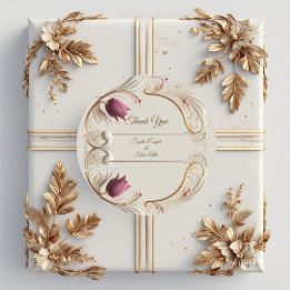 Soft Gold Baroque Grandeur with Tulip Floral Swirl Runder Aufkleber