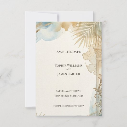 Soft-Gold-Botanik-Save-the-Date-Karte Save The Date (Vorderseite)